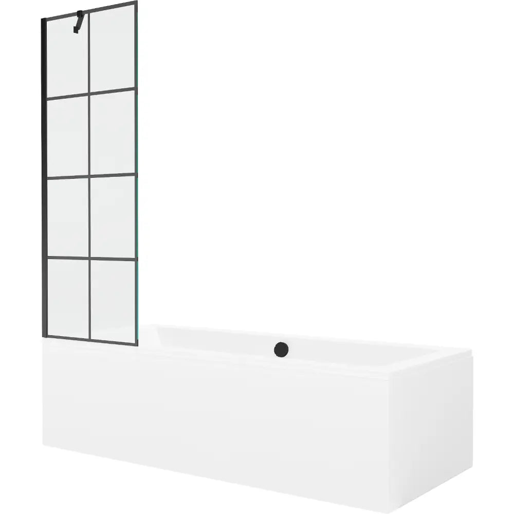 Cube Rektangulært Badekar 170x80 Cm med Kabinett og Enkeltfløyels Skjerm 60 Cm Svart Mønster - 550517080x