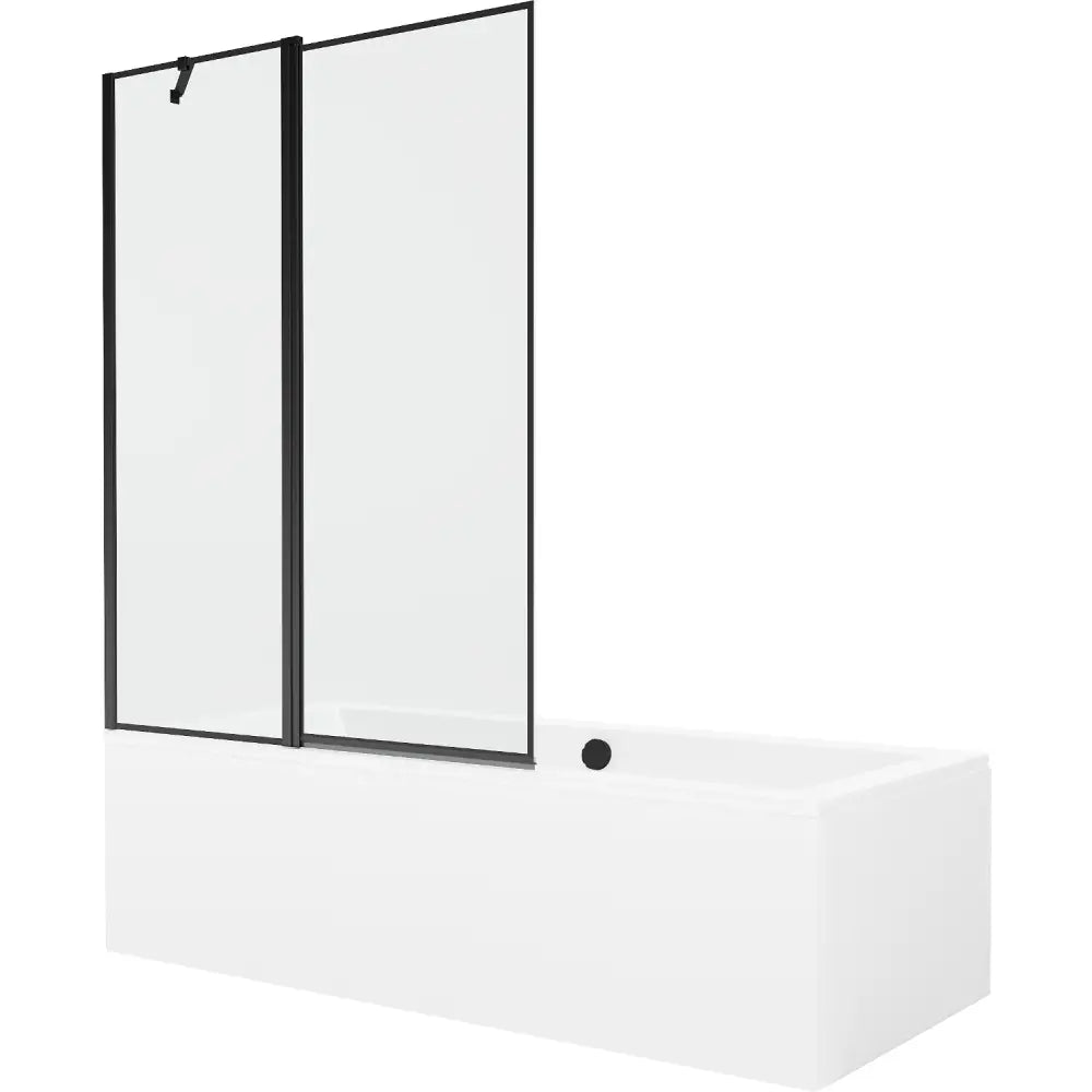 Cube Rektangulært Badekar 170x80 Cm med Kabinett og 1-delt Dusjvegg 120 Cm Sort Mønster - 550517080x