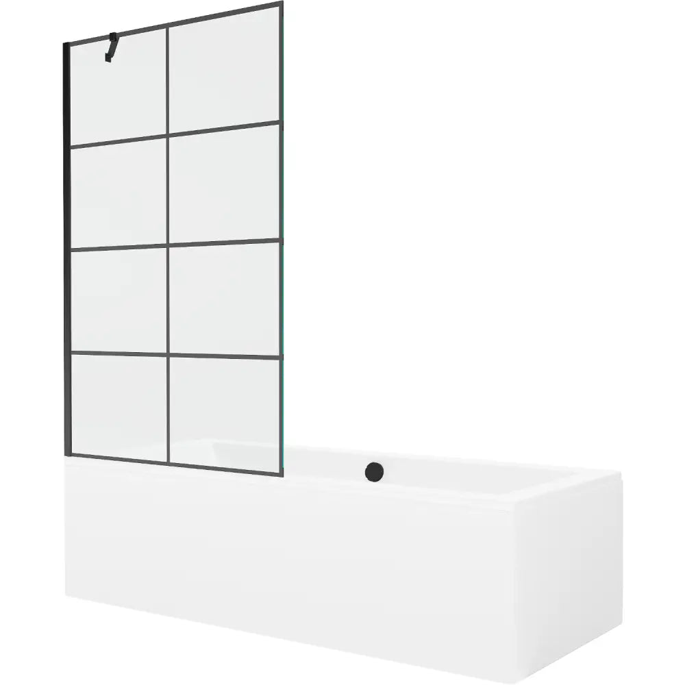 Cube Rektangulært Badekar 170x80 Cm med Kabinett og 1-dørs Skjerm 100 Cm Svart Mønster - 550517080x