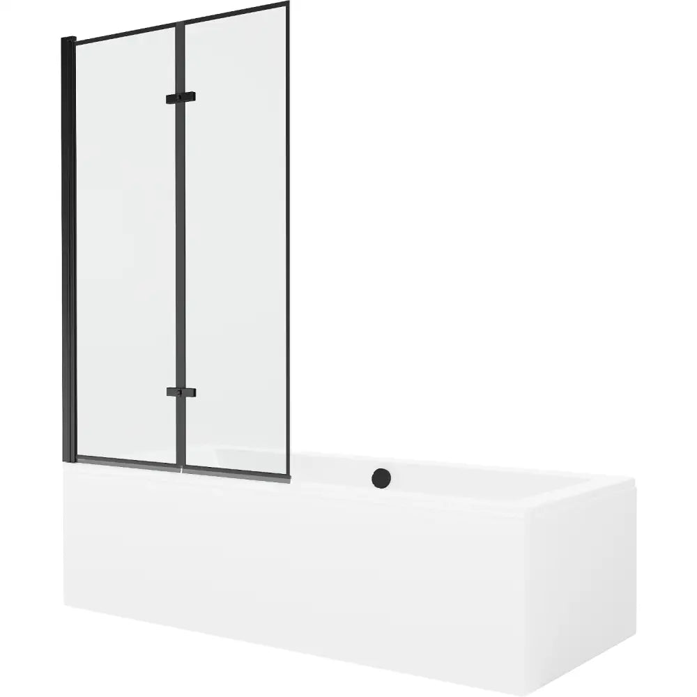 Cube Rektangulært Badekar 170x80 Cm med Kabinett og 2-delt Dusjvegg 100 Cm Svart Mønster - 550517080x