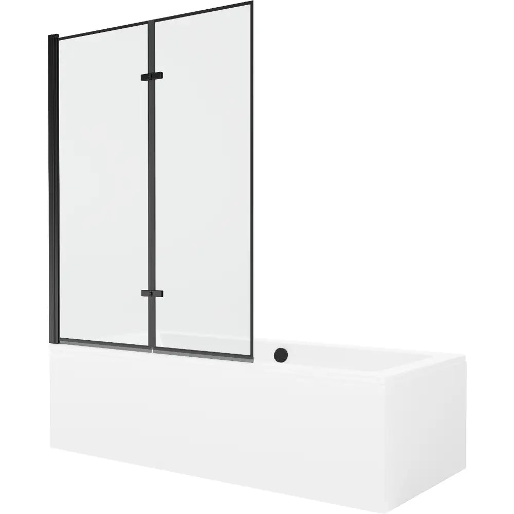 Cube Rektangulært Badekar 170x80 Cm med Kabinett og 2-delt Skjermvegg 120 Cm Svart Mønster - 550517080x