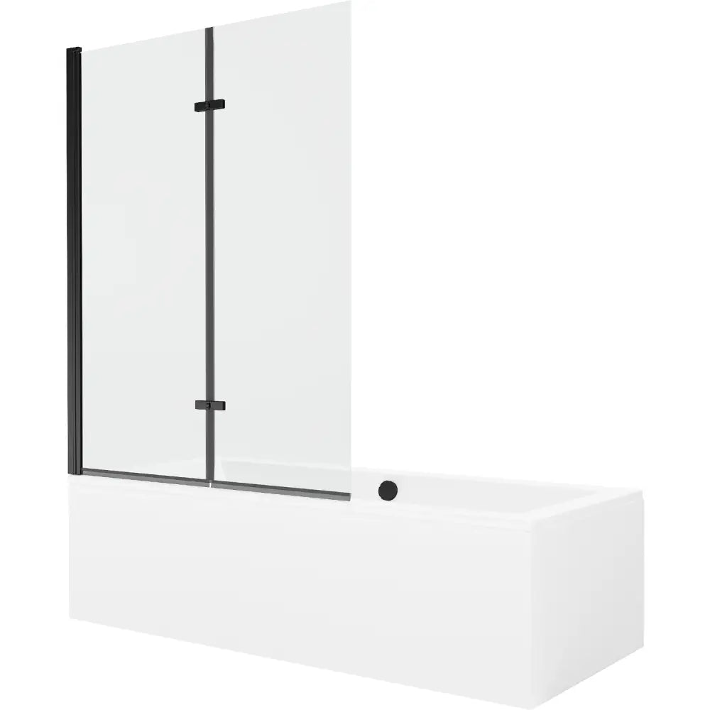 Cube Rektangulært Badekar 170x80 Cm med Kabinett og 2-delt Dusjvegg 120 Cm Gjennomsiktig Svart - 550517080x