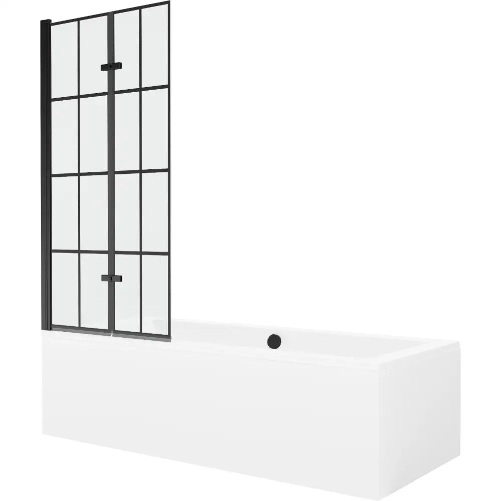 Cube Rektangulært Badekar 170x80 Cm med Kabinett og 2-delt Dusjvegg 80 Cm Svart Mønster - 550517080x