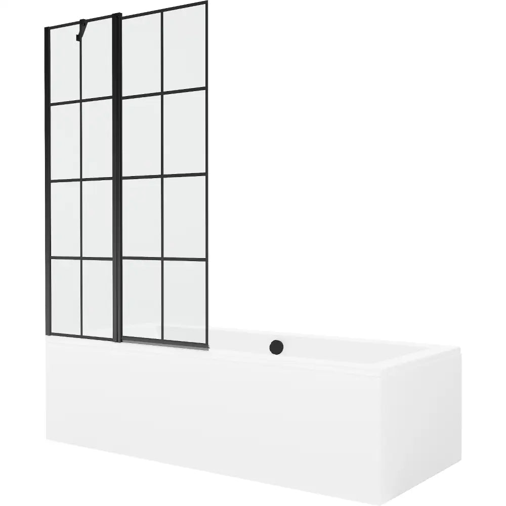 Cube Rektangulært Badekar 170x80 Cm med Kledning og Enkeltdørs Skjerm 100 Cm Svart Mønster - 550517080x