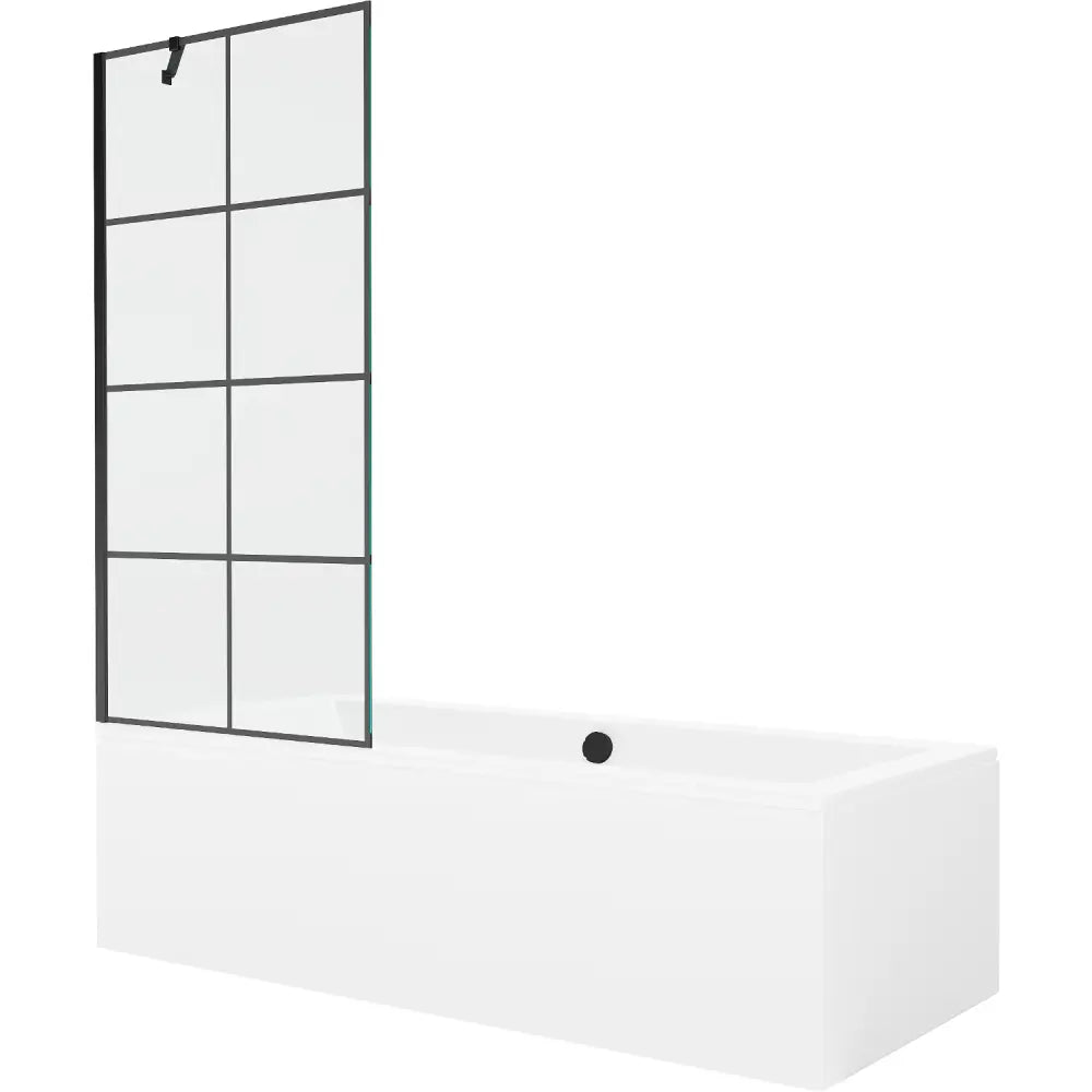 Cube Rektangulært Badekar 170x80 Cm med Kledning og Enkeltfløyels Skjermvegg 80 Cm Svart Mønster - 550517080x