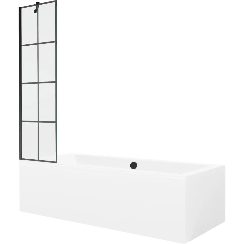 Cube Rektangulært Badekar 170x80 Cm med Kledning og 1-delt Dusjvegg 50 Cm Svart Mønster - 550517080x