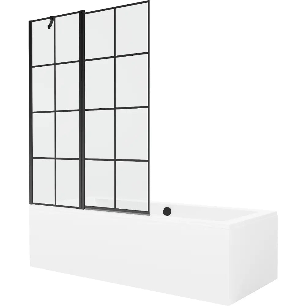 Cube Rektangulært Badekar 180x80 Cm med Kabinett og Enkeltfløyet Dusjvegg 120 Cm Svart Mønster - 550518080x