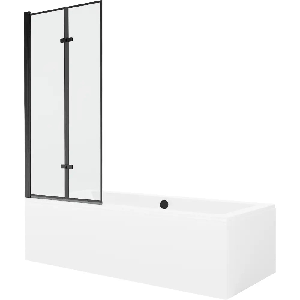 Cube Rektangulært Badekar 180x80 Cm med Kabinett og 2-delt Dusjvegg 80 Cm Svart Mønster - 550518080x