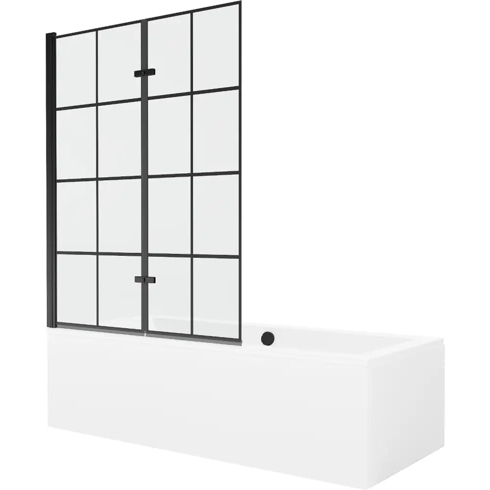 Cube Rektangulært Badekar 180x80 Cm med Kabinett og 2-delt Skjerm 120 Cm Svart Mønster - 550518080x