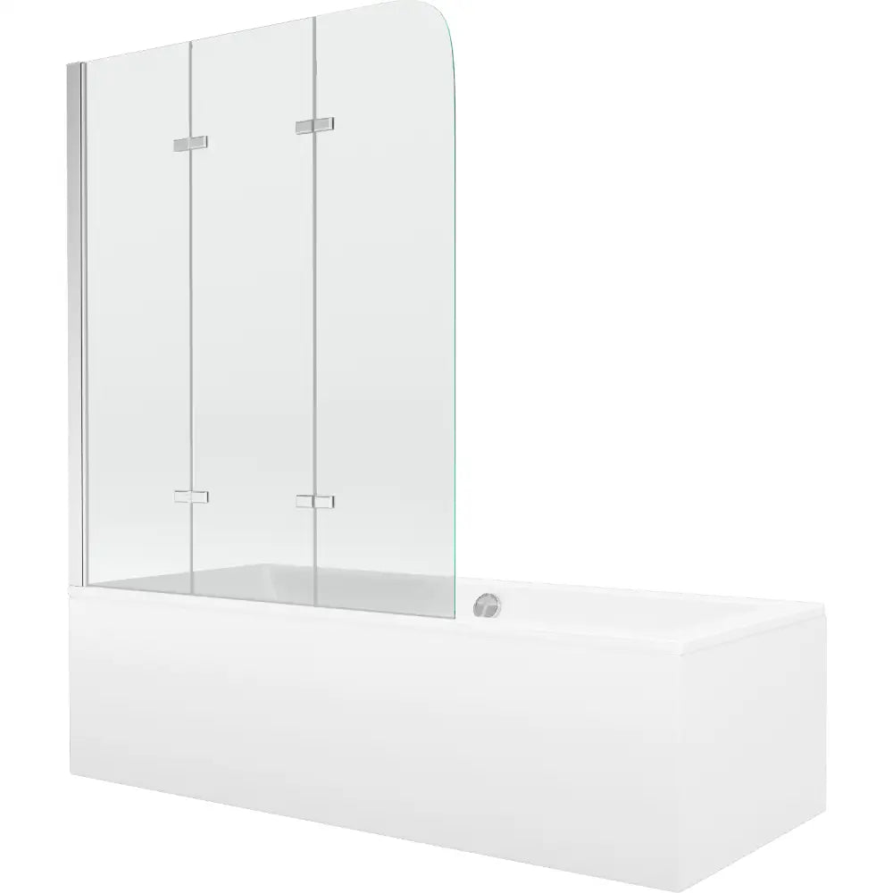 Cube Rektangulært Badekar 180x80 Cm med Kabinett og 3-delt Dusjvegg 120 Cm Transparent Krom - 550518080x