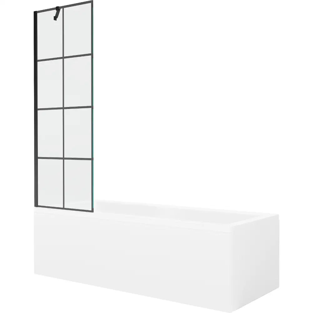 Cubik Rektangulært Badekar 150x70 Cm med Kabinett og Enkeltfløyels Skjerm 60 Cm Svart Mønster - 550315070x