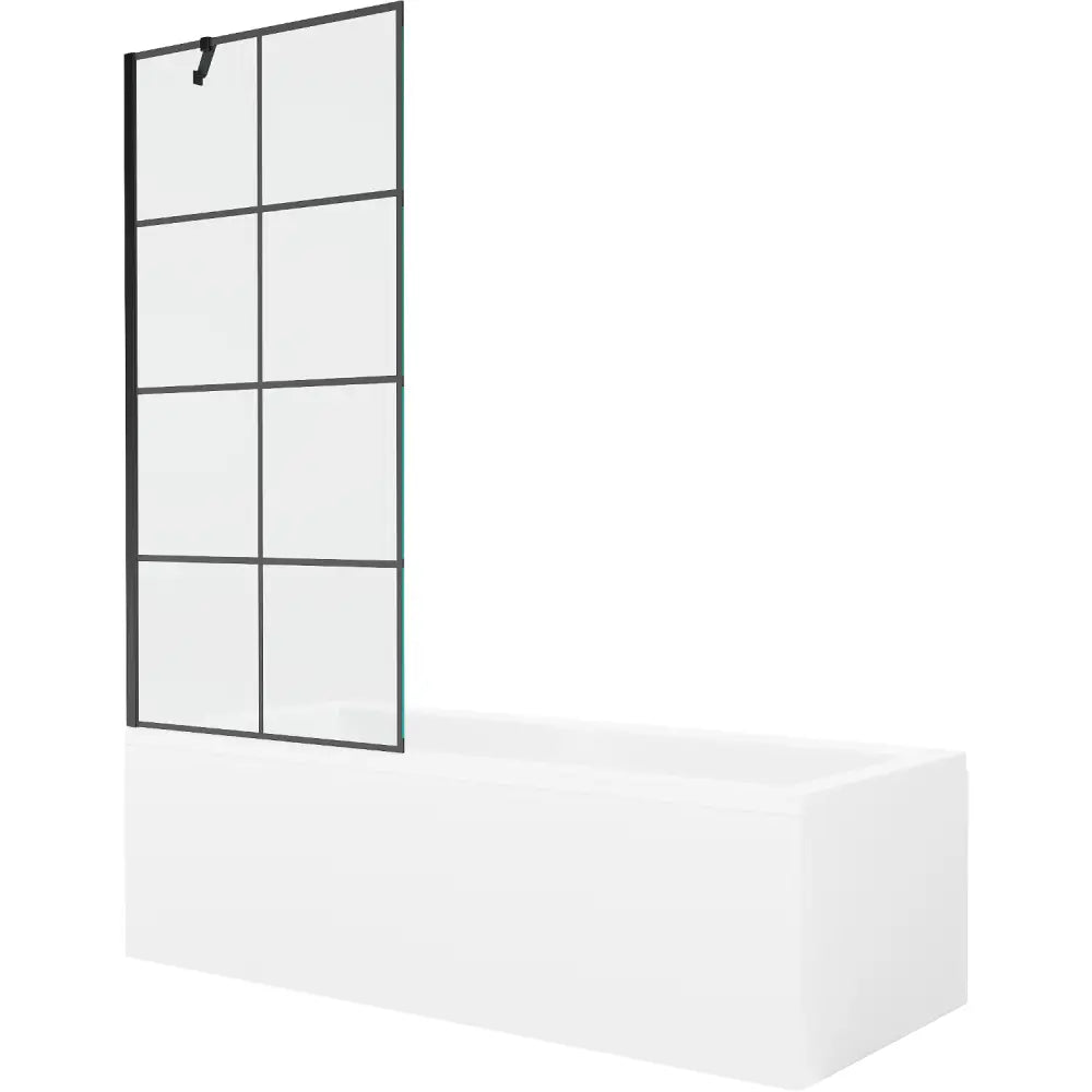 Cubik Rektangulært Badekar 150x70 Cm med Kabinett og Enkeltfløyet Dusjskjerm 80 Cm Svart Mønster - 550315070x