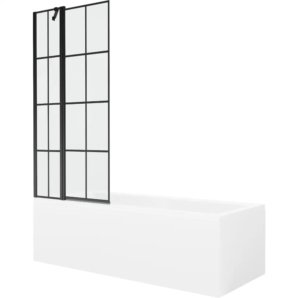 Cubik Rektangulært Badekar 150x70 Cm med Kabinett og Enkeltdørs Dusjvegg 80 Cm Svart Mønster - 550315070x