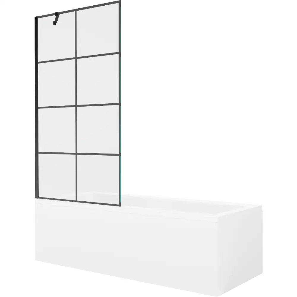 Cubik Rektangulært Badekar 150x70 Cm med Kabinett og Enkeltfløyet Dusjvegg 90 Cm Svart Mønster - 550315070x