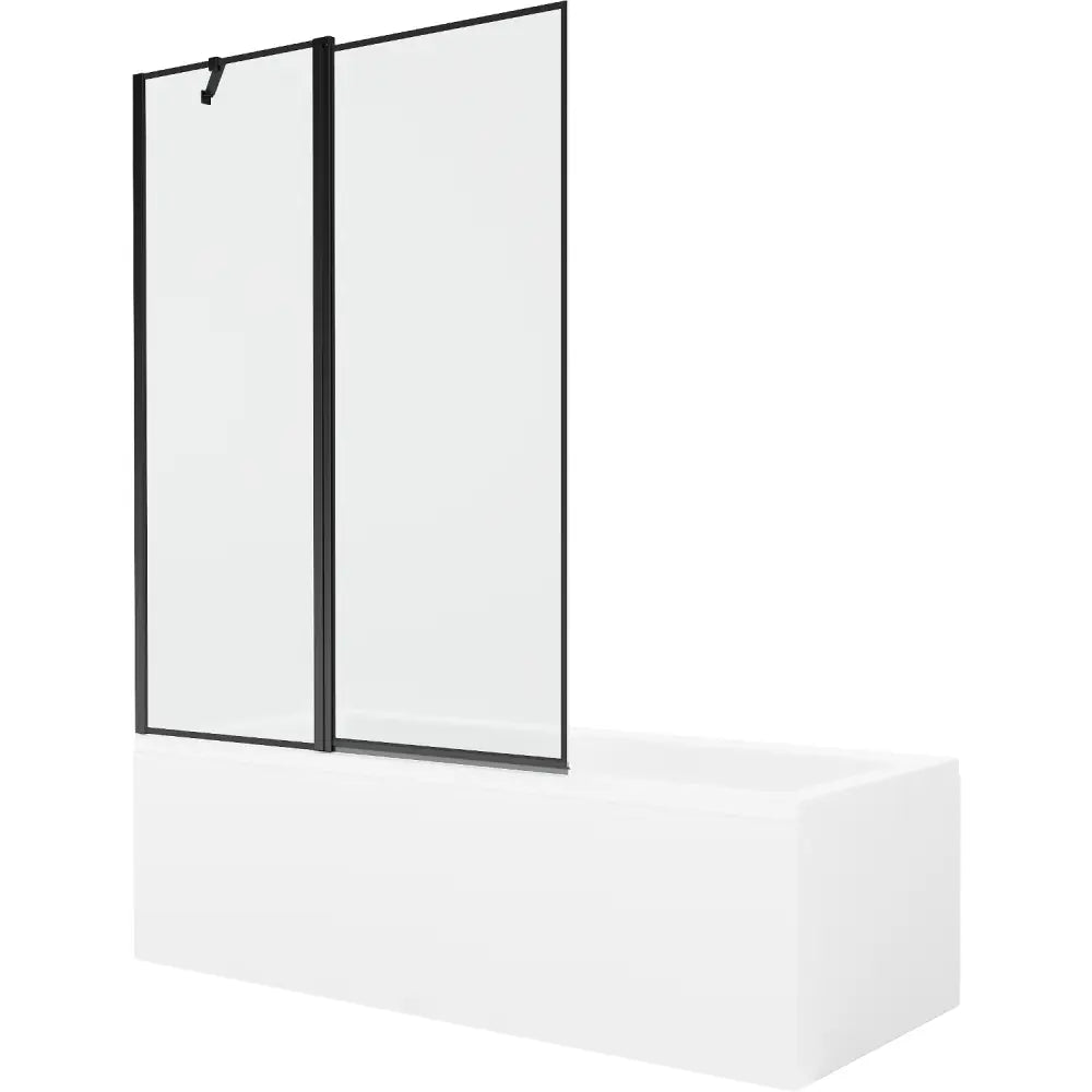 Cubik Rektangulært Badekar 150x70 Cm med Kabinett og 1-dørs 120 Cm Dusjvegg Svart Mønster - 550315070x