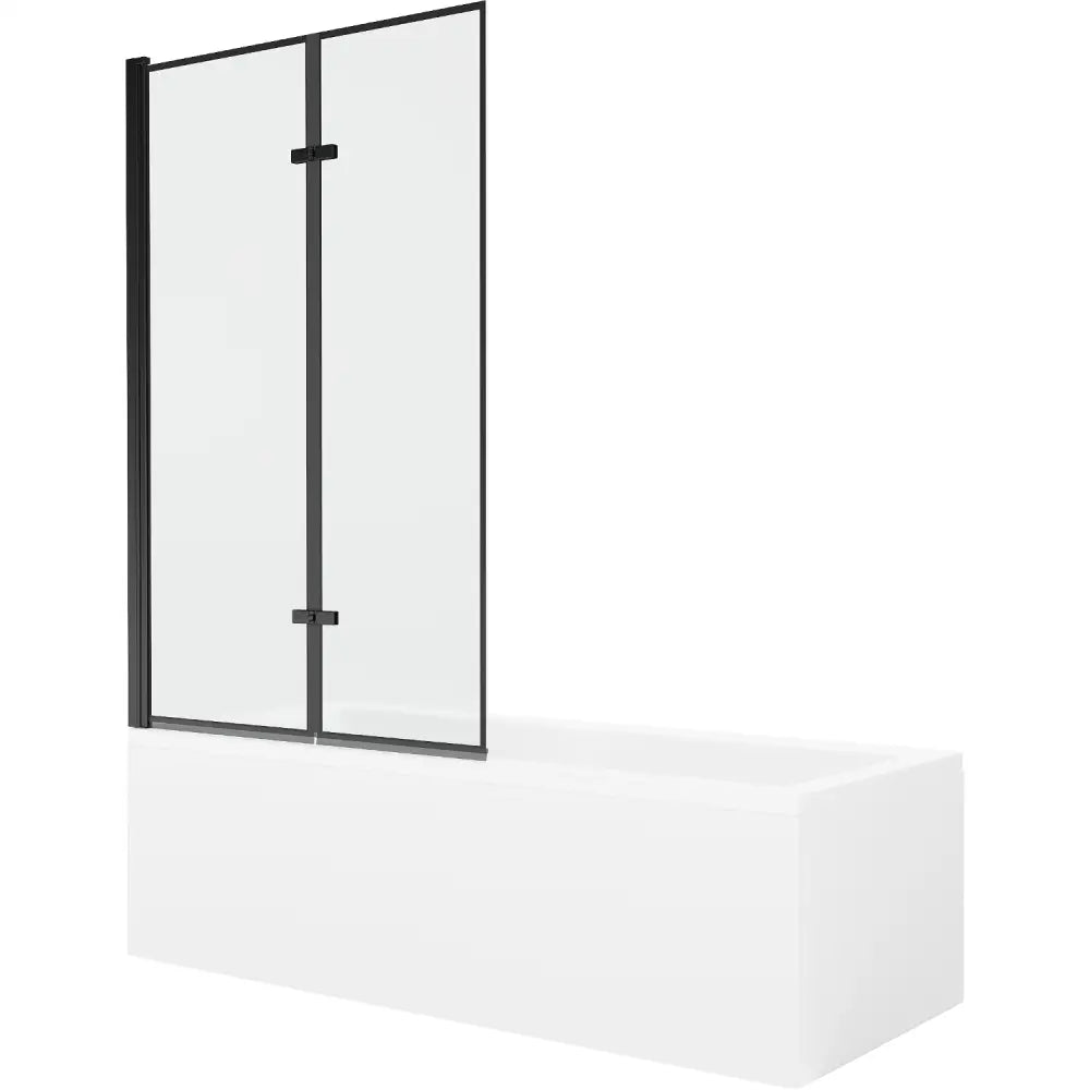 Cubik Rektangulært Badekar 150x70 Cm med Kabinett og 2-delt Dusjvegg 100 Cm Svart Mønster - 550315070x