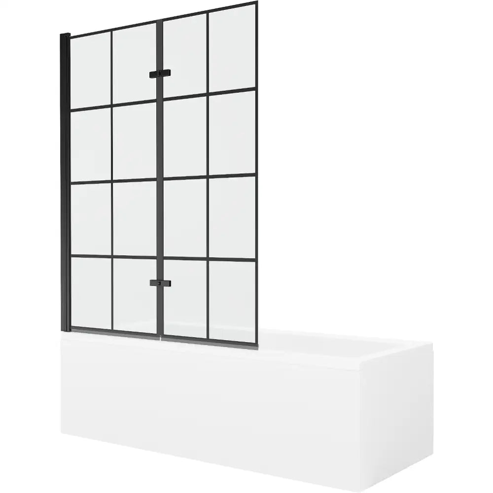 Cubik Rektangulært Badekar 150x70 Cm med Kabinett og 2-delt Dusjvegg 120 Cm Svart Mønster - 550315070x