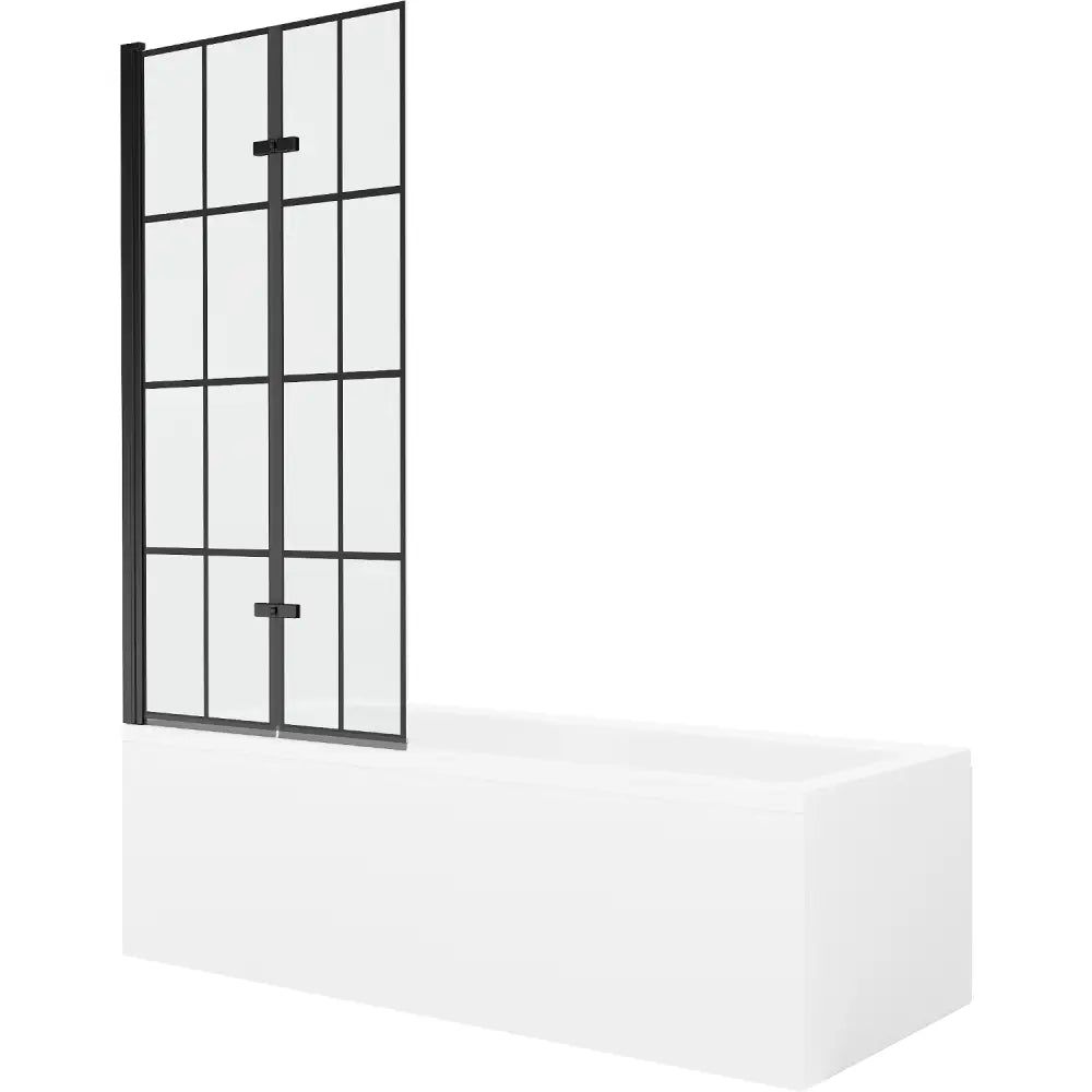 Cubik Rektangulært Badekar 150x70 Cm med Kabinett og 2-delt Dusjvegg 80 Cm Svart Mønster - 550315070x