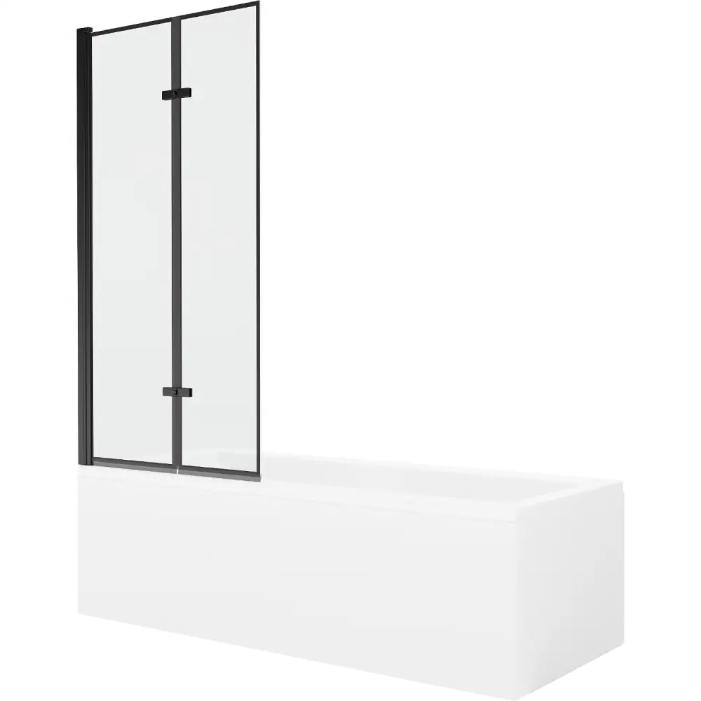 Cubik Rektangulært Badekar 150x70 Cm med Kabinett og 2-delt Dusjdør 80 Cm Svart Mønster - 550315070x