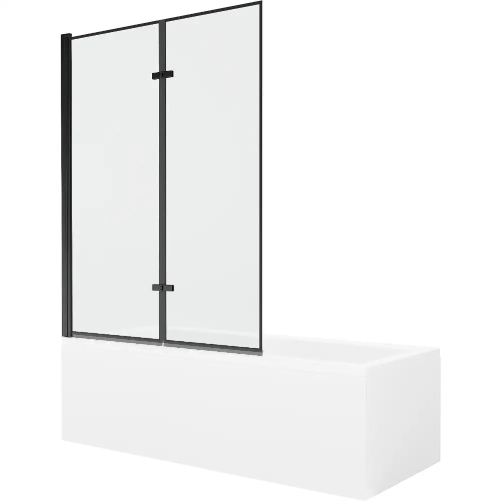 Cubik Rektangulært Badekar 150x70 Cm med Kabinett og 2-dørs Dusjvegg 120 Cm Svart Mønster - 550315070x