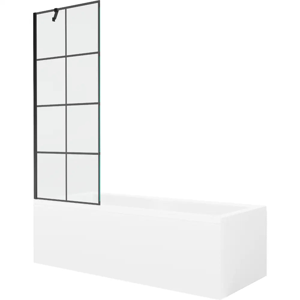 Cubik Rektangulært Badekar 150x70 Cm med Kledning og Enkeltvinget 70 Cm Skjerm Svart Mønster - 550315070x