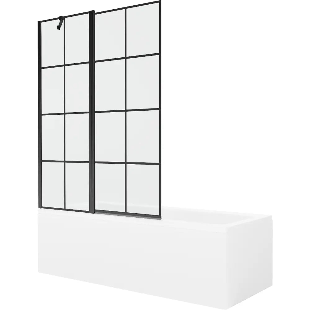 Cubik Rektangulært Badekar 160x70 Cm med Kabinett og Enkeltfløyels Skjerm 120 Cm Svart Mønster - 550316070x