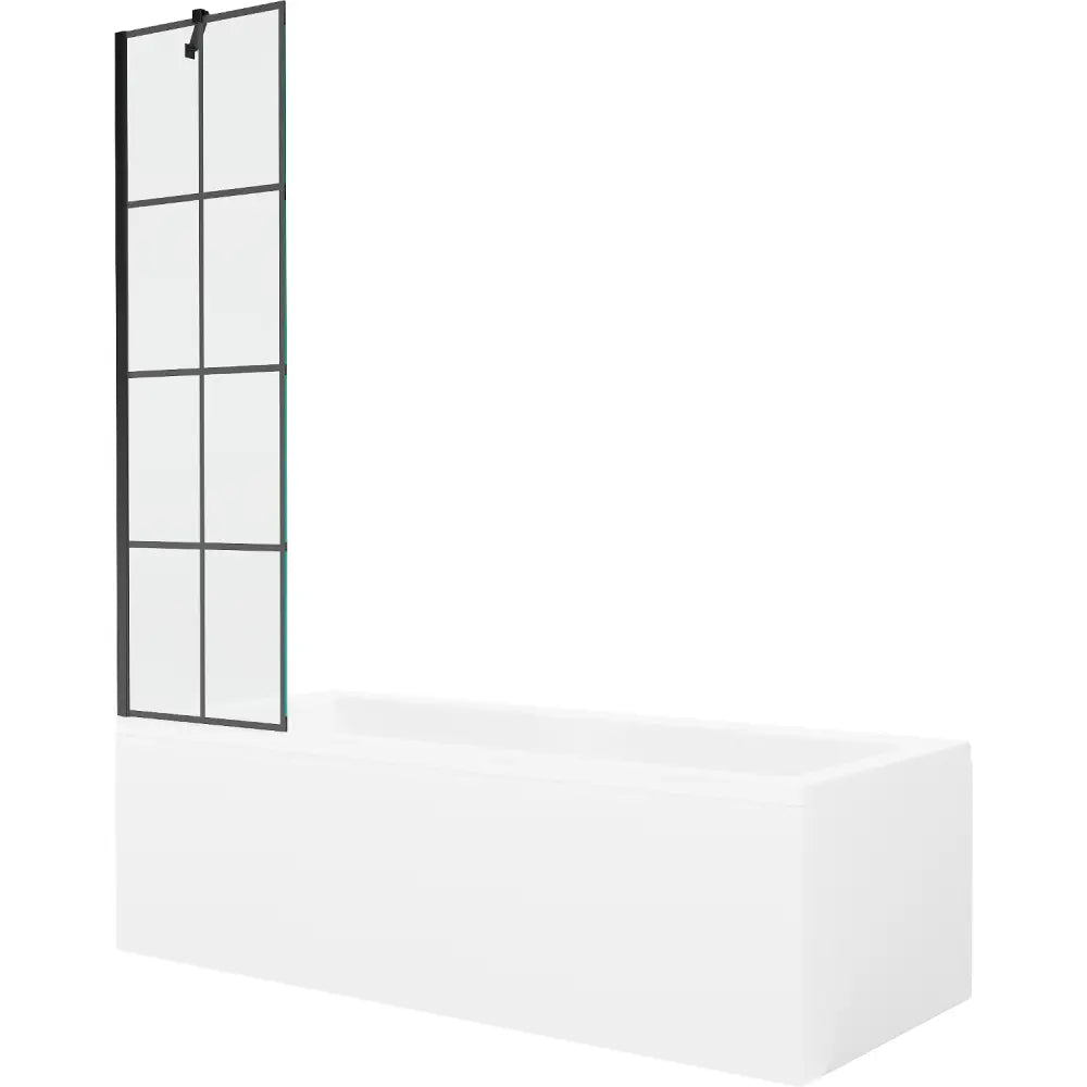 Cubik Rektangulært Badekar 160x70 Cm med Kabinett og Enkelt 50 Cm Dusjvegg Svart Mønster - 550316070x