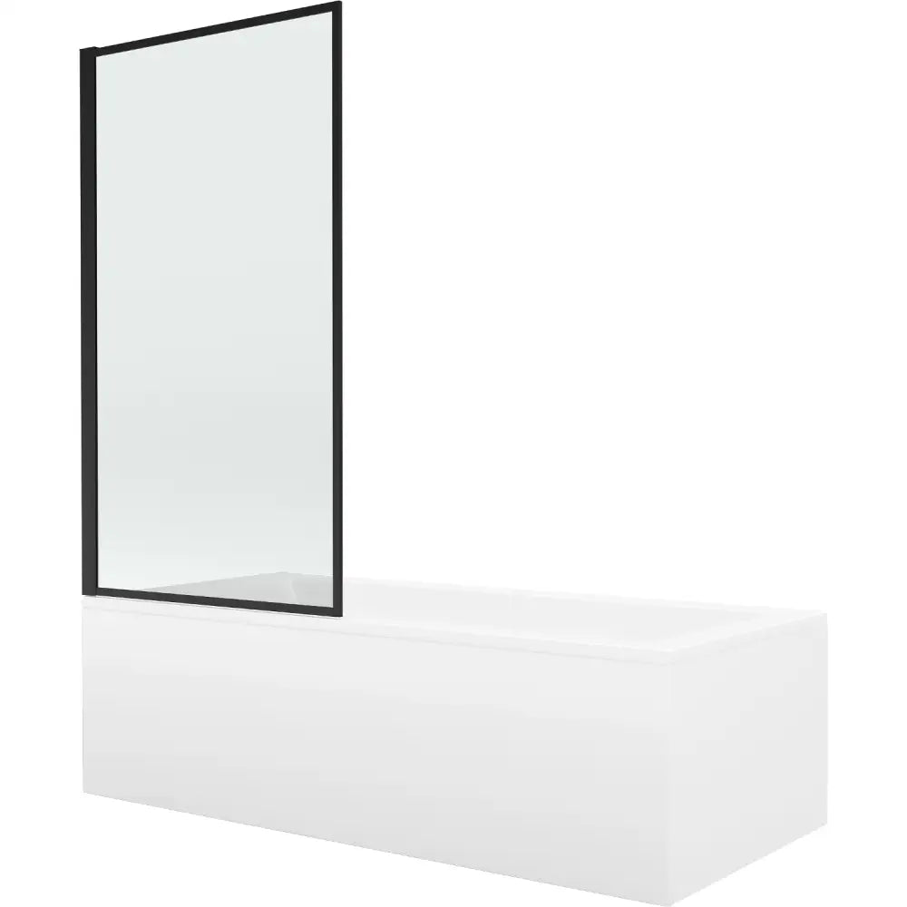 Cubik Rektangulært Badekar 170x70 Cm med Kabinett og Enkeltdørs Dusjvegg 70 Cm Svart Mønster Fix - 550317070x