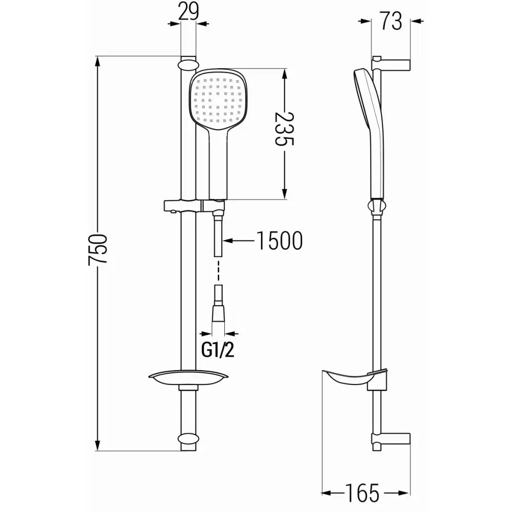 Dusjsett med Glider Svart S5