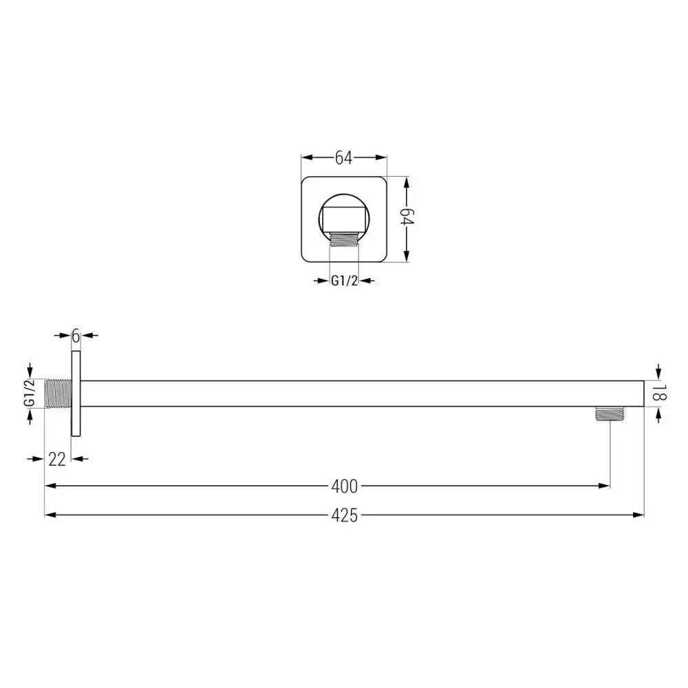 Dusjarm for Vegg 40 Cm Svart - 79112-