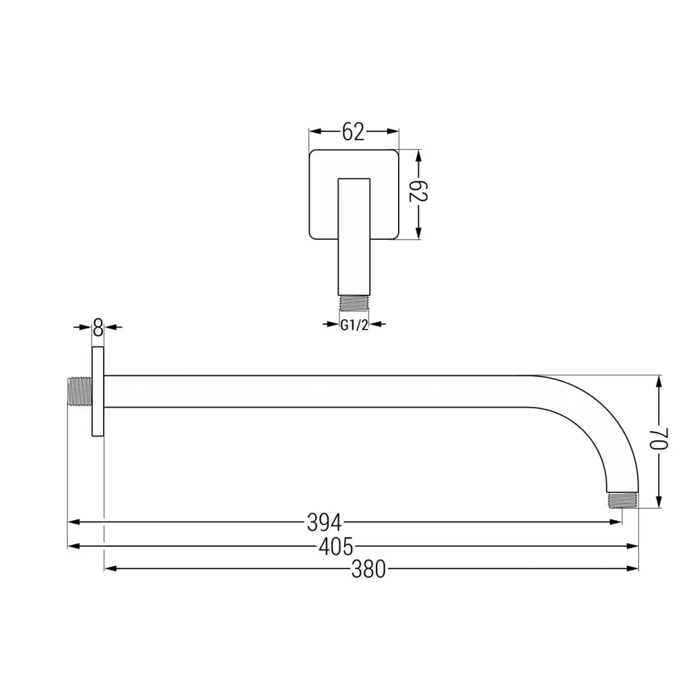 Dusjarm Veggmontert 38 Cm Krom - 79113