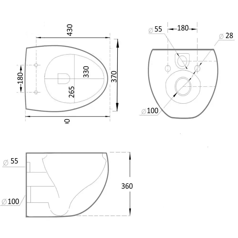 Egg Toalettskål Rimless med Soft-close Sete Slim Duroplast Hvit