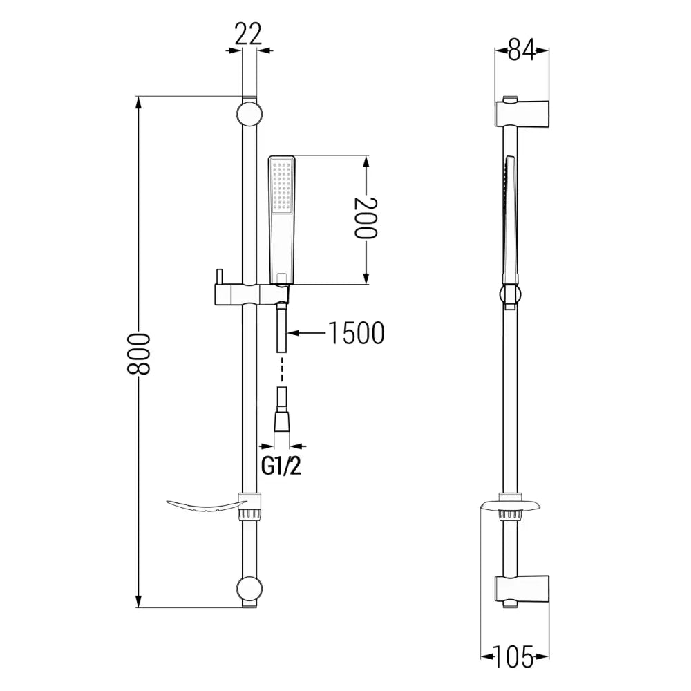 Fabia Df72 Dusjbatteri med Dusjsett Svart - 74654df72-