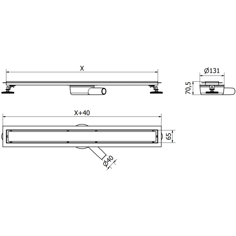 Flat 360 Kropp for Linjeavløp Roterbar 70 Cm Krom