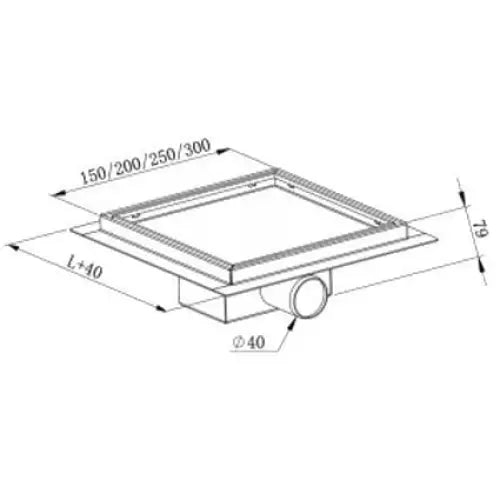 Flat Gulvavløp Firkantet 12x12 Cm Svart