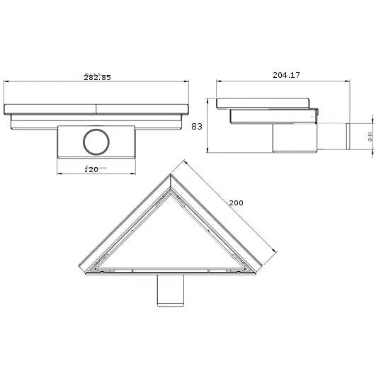 Flat Gulvavløp Trekantet 20x20 Cm Krom