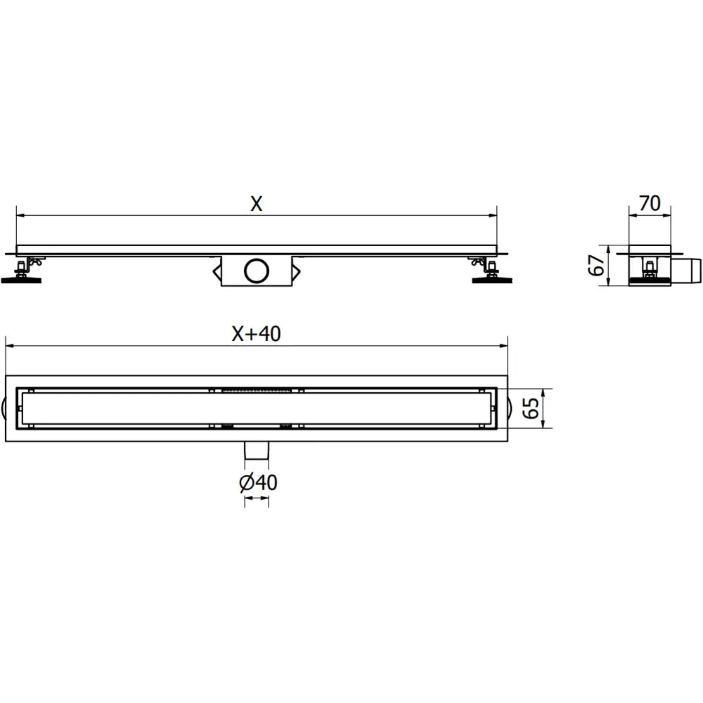 Flat Kropp for Linjeavløp 50 Cm Krom