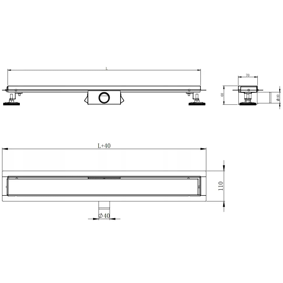 Flat M13 Linjeavløp 2i1 120 Cm Svart