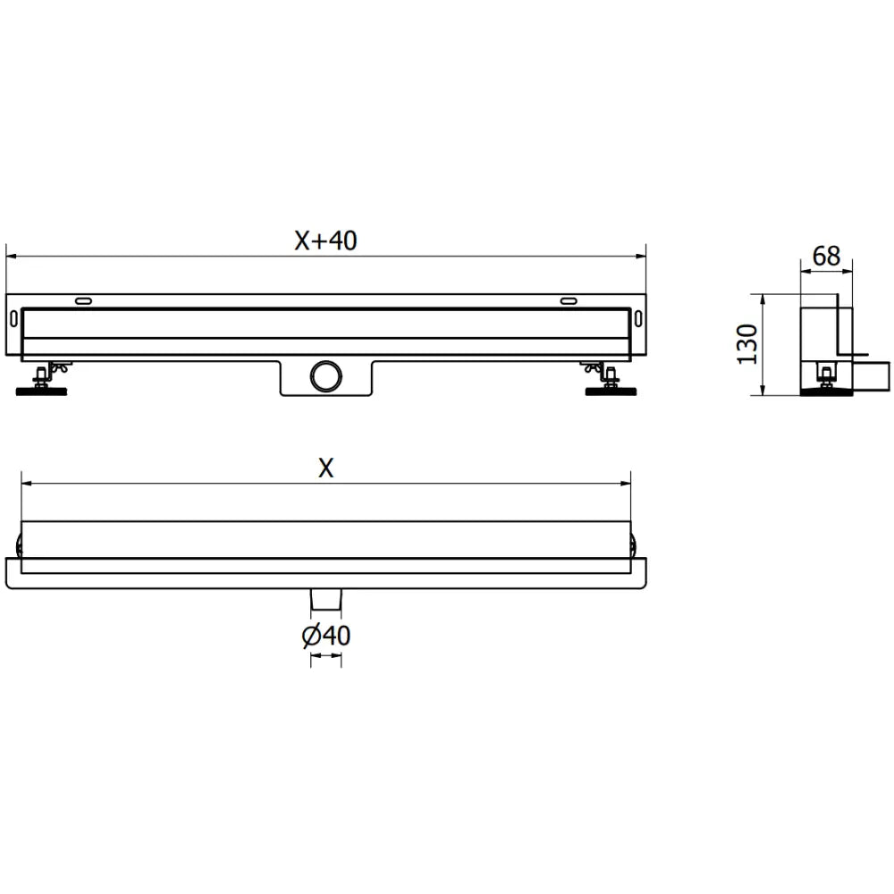 Flat Vegg Lineær Avløp 2-i-1 90 Cm Svart