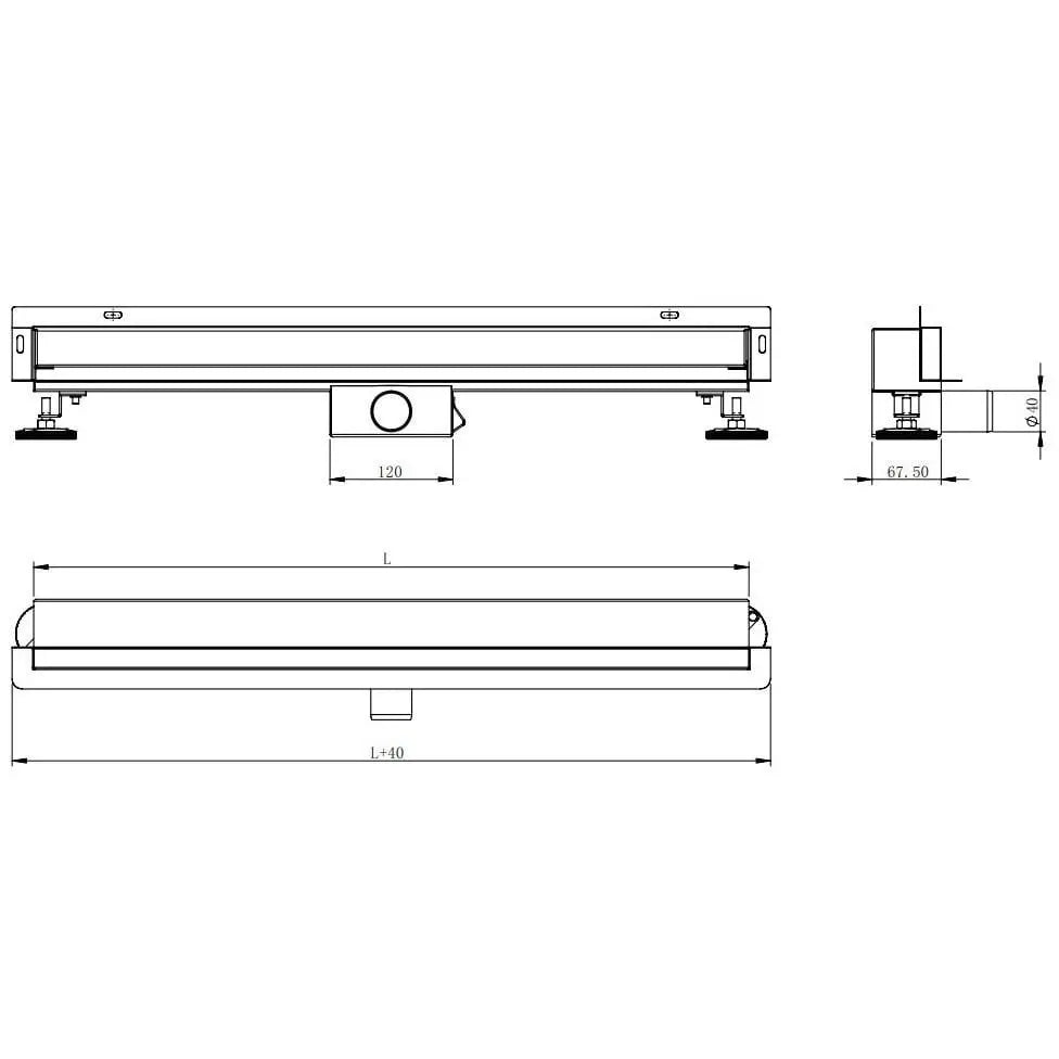 Flat Wall Linjeavløp for Vegg 2i1 120 Cm Svart