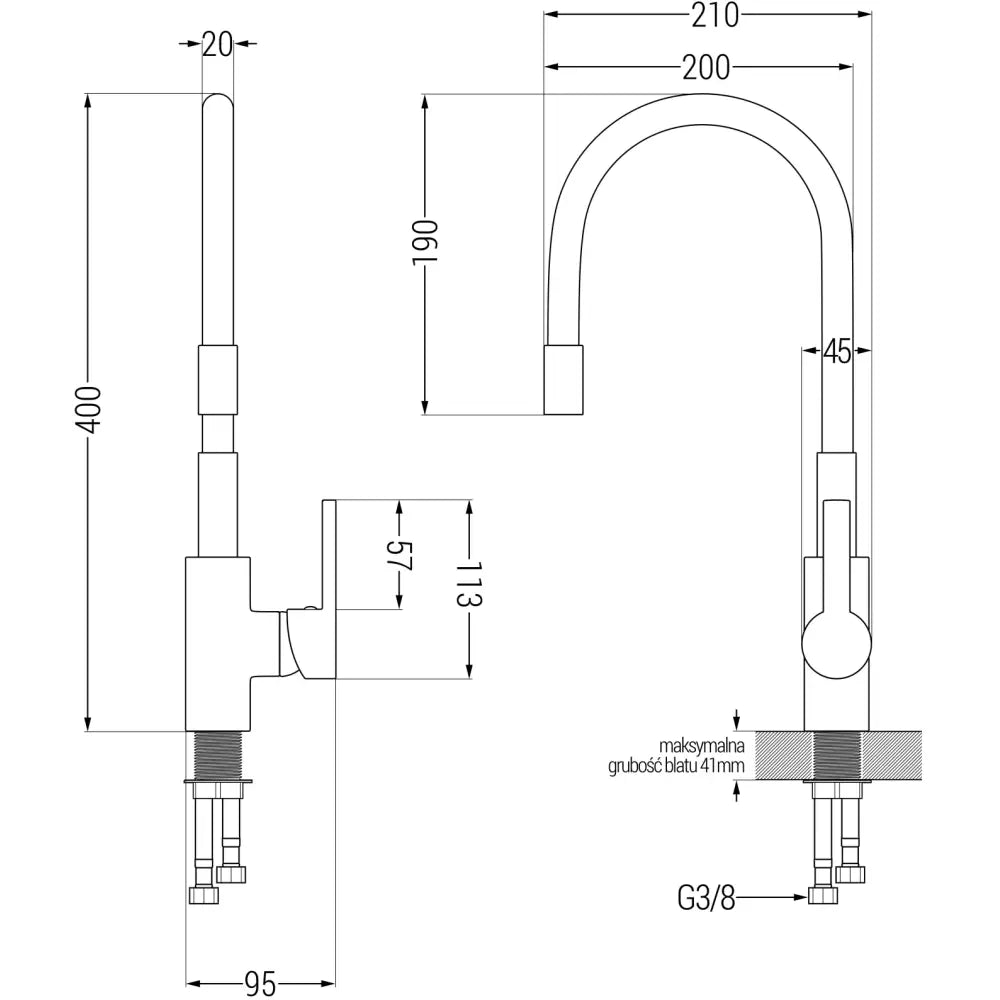 Kjøkkenbatteri Krom/svart S3