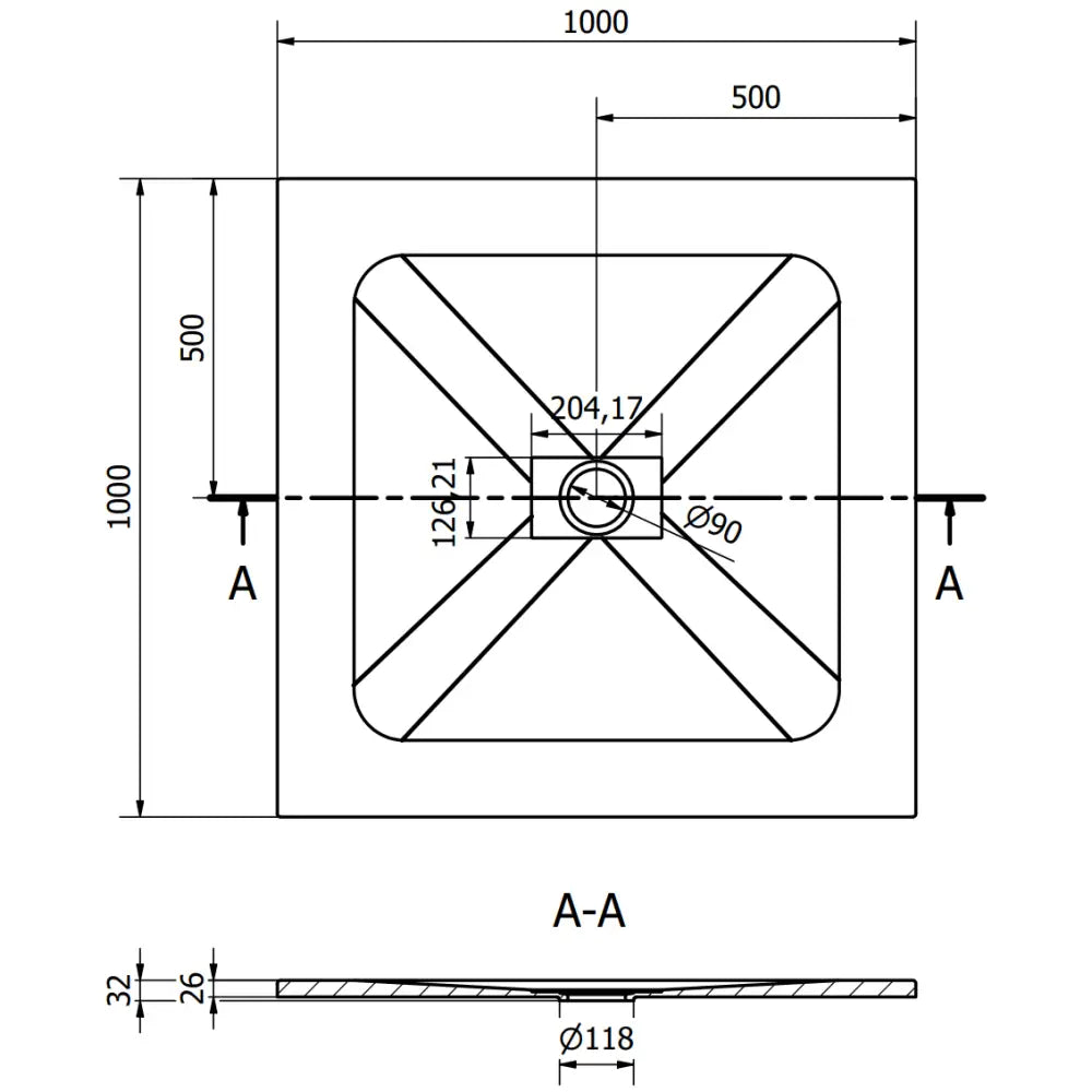 Hugo Dusjkabinett av Smc Kvadratisk 100x100 Cm Hvitt med Gulldeksel - 42101010-g