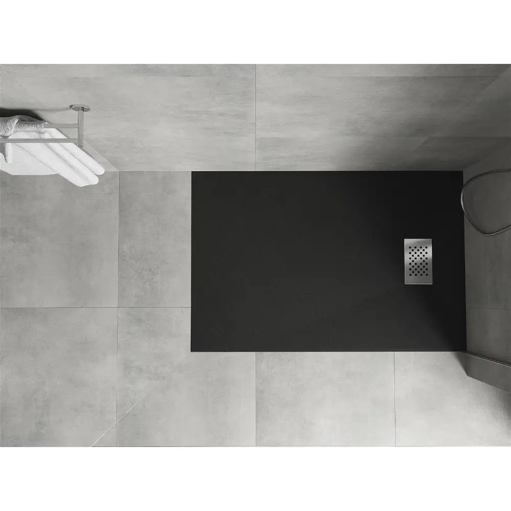 Hugo Rektangulær Smc Dusjbunn 130x80 Cm Sort med Inox Deksel - 42708013-x