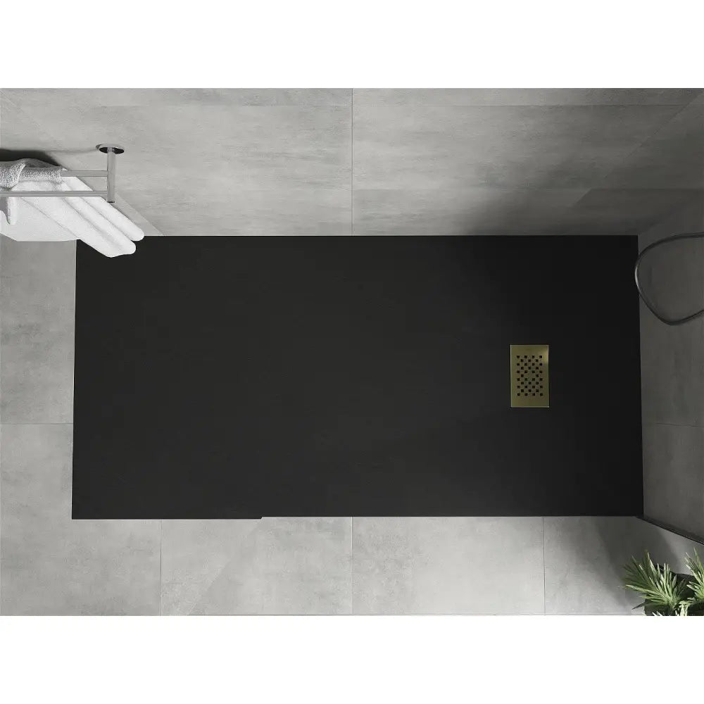 Hugo Rektangulær Smc Dusjbunn 180x90 Cm Svart med Gulldeksel - 42709018-g