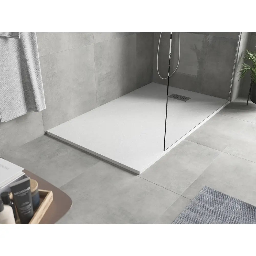 Hugo Rektangulært Dusjbrett Smc 150x70 Cm Hvit med Inox Frontpanel - 42107015-x