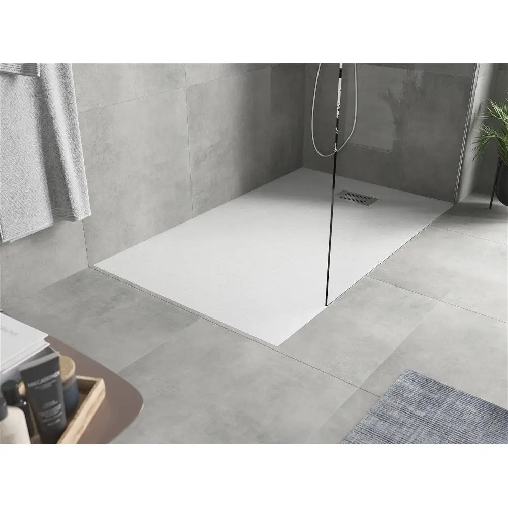 Hugo Rektangulært Dusjbrett Smc 150x70 Cm Hvit med Inox Frontpanel - 42107015-x
