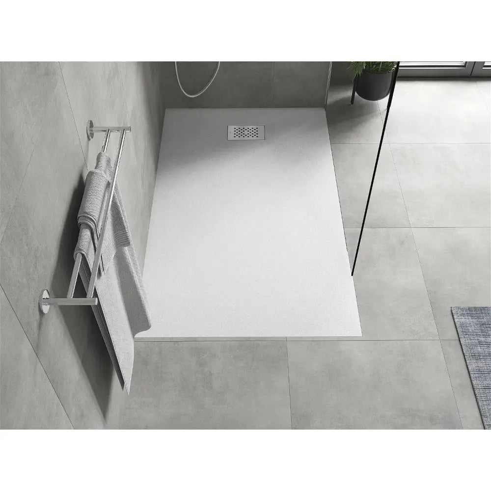 Hugo Rektangulært Dusjbrett Smc 150x70 Cm Hvit med Inox Frontpanel - 42107015-x