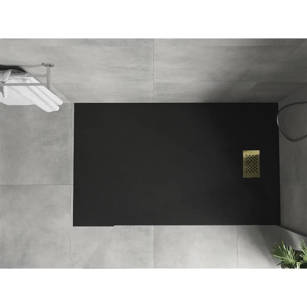 Hugo Rektangulært Dusjbrett Smc 160x70 Cm Sort Gulldeksel - 42707016-g