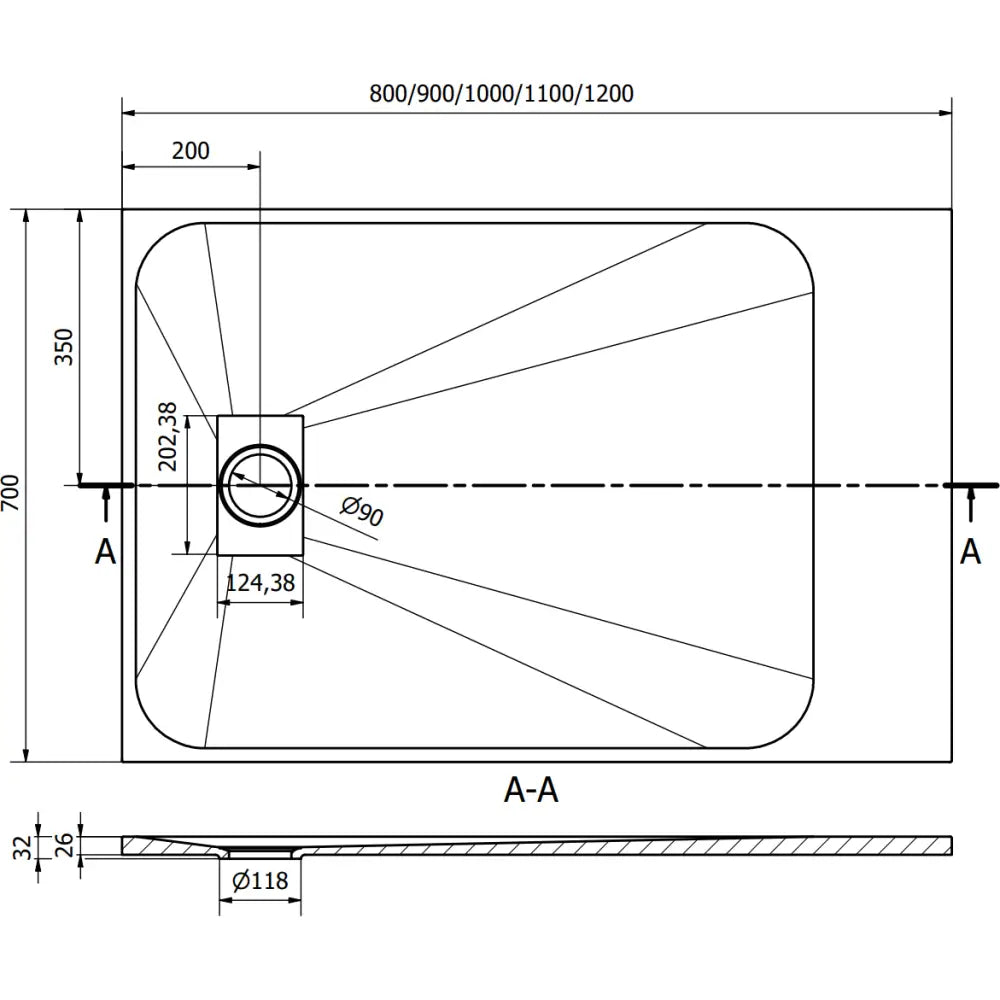 Hugo Rektangulært Smc-dusjbrett 110x70 Cm Hvitt med Svart Deksel - 42107011-b