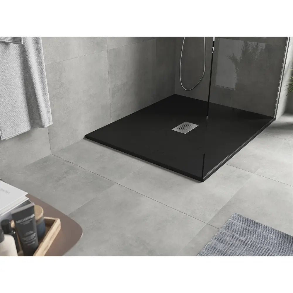 Hugo Rektangulært Smc-dusjbrett 120x100 Cm Sort Inox Deksel - 42701012-x